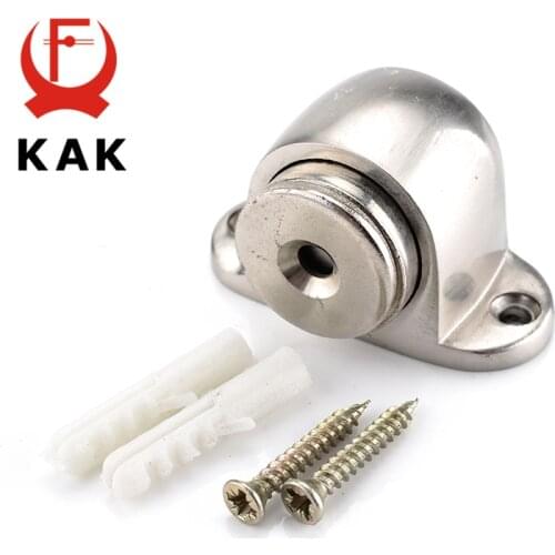 KAK Zinc Alloy Door Stop Casting Powerful Floor-mounted Magnetic Holder 54mm*35mm Satin Nickel Brushed Door Stopper