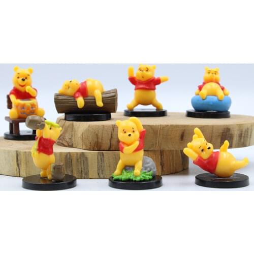 Disney Hot 7Pcs/Set Winnie The Pooh Action Figure Dolls 3-5CM Toy Pooh Bear Anime Figure Car Decoration Toys Gift for Kids