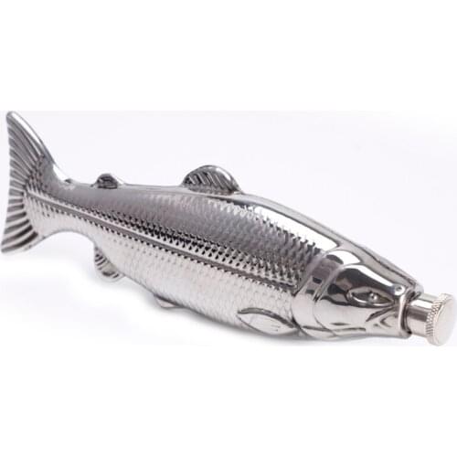Flasks-Men Stainless-Steel Fish-Shape Liquor-Flask 4oz 87HA