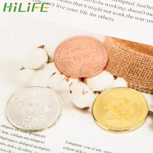 HILIFE 1 piece Physical Antique Imitation Gold Plated Bitcoin Coin Collectible Art Gold commemorative coins