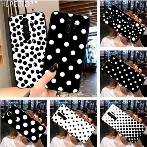 HUAGETOP Black and White Polka Dot Soft Phone Cover for Redmi Note 9 8 8T 8A 7 6 6A Go Pro Max Redmi 9 K20 K30 Pro