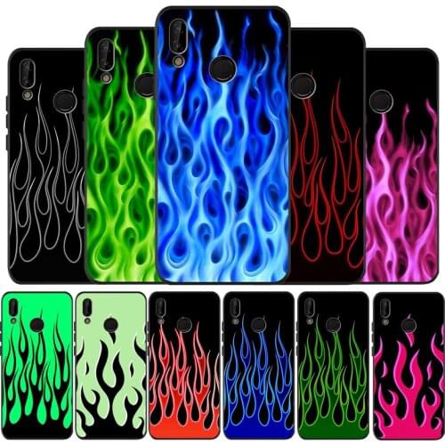 Artistic Personality Flame Painted Black Soft Phone Case For Huawei 40 30 20 10 9 Lite Pro P smart 2019 Y6 Y6 Prime2019 Y9 2018
