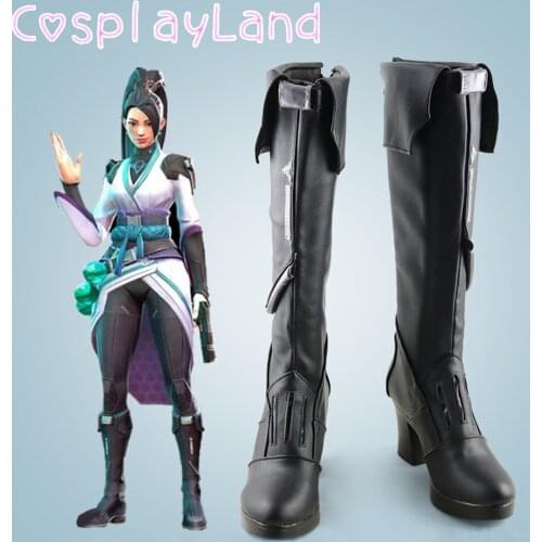 Game Valorant Sage Cosplay Boots Shoes Leather Shoes Cosplay Accessories Halloween Party Shoes for Women High Heel Shoes