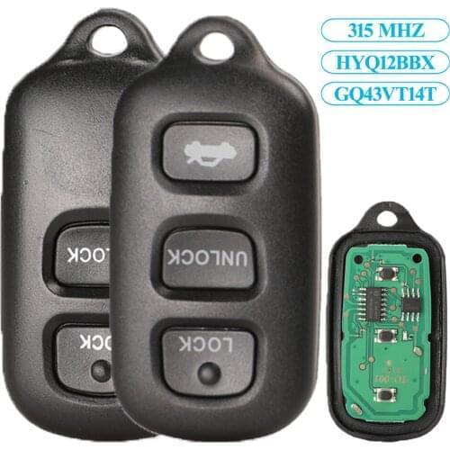 Jingyuqin Remote Car Key Fob Control 315MHZ HYQ12BBX For Toyota Highlander Camry Solara Corolla Sienna 2002-2007 GQ43VT14T 3/4BT