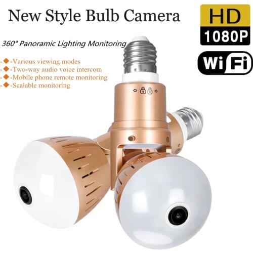 1080P Light Bulb Camera Lamp 360 Degrees FishEye Panoramic IP Camera Home Security Infrared and White Light Wireless P2P Camera