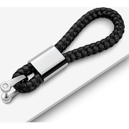 Hand Woven Leather Car Key Chain Key Holder Metal Rotating Horseshoe Buckle Men Women KeyChain Jewelry Gift Decoration Accessory