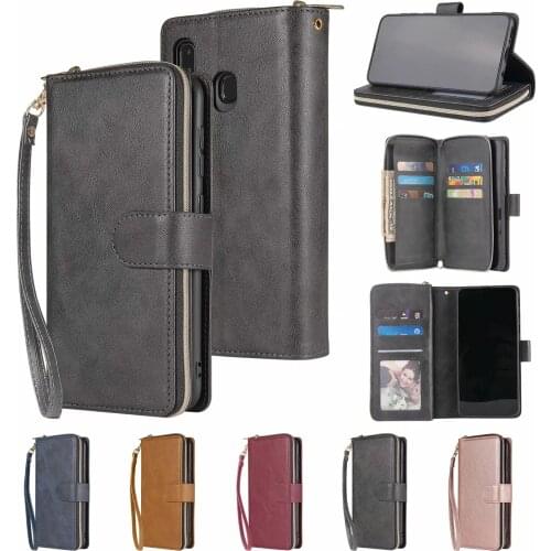 Leather Zipper bag Case for Samsung Galaxy A10 A12 A20E A21S A31 A32 A40 A41 A42 A50 A51 A70 A71 A72Flip Wallet Protect Cover