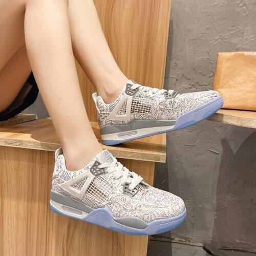 Casual Sneakers Women Fashion Printing Lace-Up Round Toe Platform Shoes Lady Flats Handmade Hollow Breathable Zapatos De Mujer