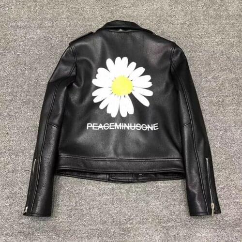 Women Spring Jacket Short Length Females Coat High Quality Imported Goat Skin Clothes Chrysanthemum Pattern Genuine Leather