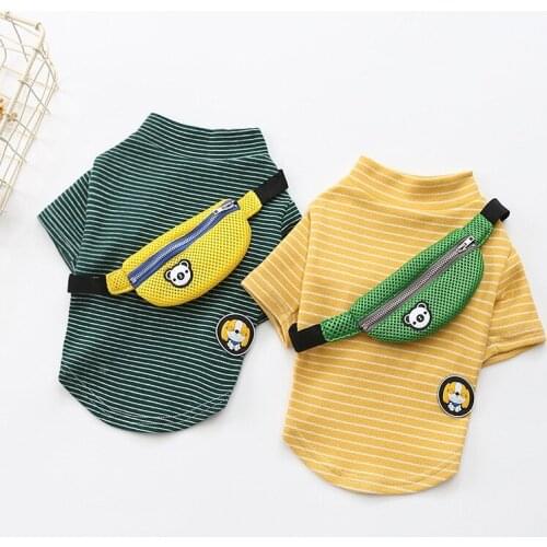 Summer Pet Dog Clothing Striped Cotton Dog T-shirt Vest Shirt Clothing For Small Medium Pets Backpack Puppy Chihuahua Costume