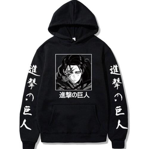 Hot Anime Attack on Titan Hoodies Levi Ackerman Hooded Swearshirts Women Men Unisex Casual Loose Pullovers Clothing For Spring