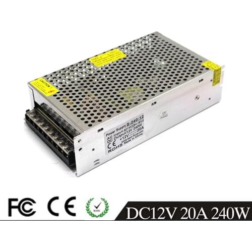 Best Quality 12V 20A 240W Switching Power Supply Driver Transformer 110V 220V AC To DC12V Power Adapter for Strip Lamp CNC CCTV