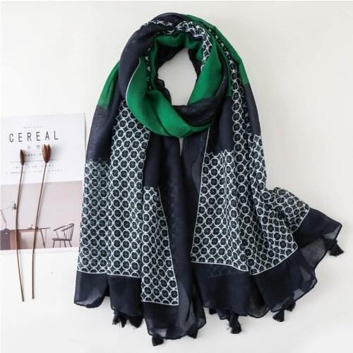Fashion Multicolor Print Tassels blanket scarf lady silk Scarf Autumn and winter Ethnic style Women Cotton and linen beach Shawl