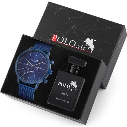Polo Air Mens Wrist Watch And Perfume Set Gift Box Kombin pl-0454E1