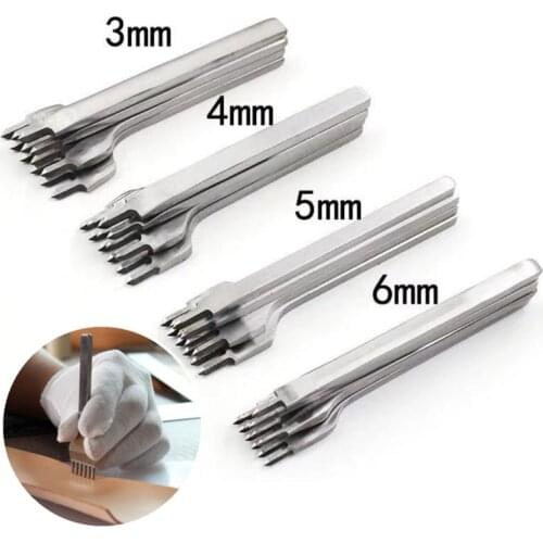 3/4/5/6mm Leather Hole Punch set Lacing Stitching Tool Stitching Sewing Puncher DIY Leather Craft Leather Belt 1/2/4/6 Prong