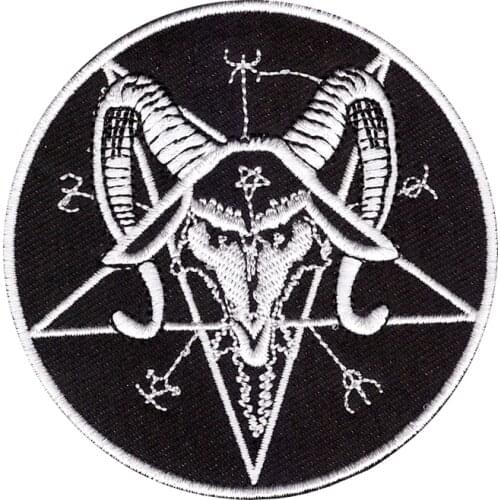 New product clothing patches SATAN pentagram black metal iron-on patch embroidered