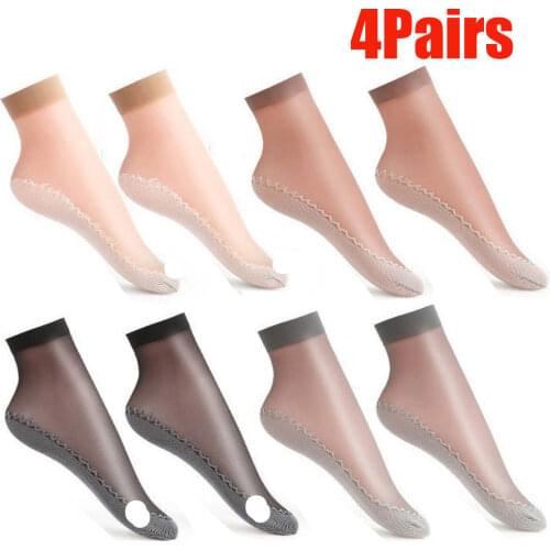 Summer Soft Silk Socks Women Breathable Bottom Non-Slip Transparent Thin Socks Ladies Sandals Short Sock Nylon Slippers Sock