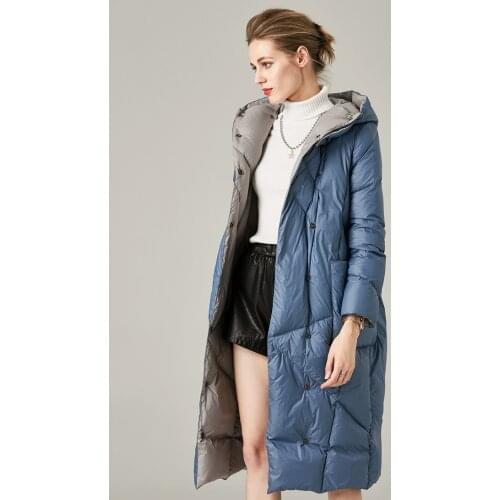 Obrix New 2020 Fashionable Female Winter Coat Duck Down Solid Color Slim Fit Parka Warm Hooded Long Jacket For Women