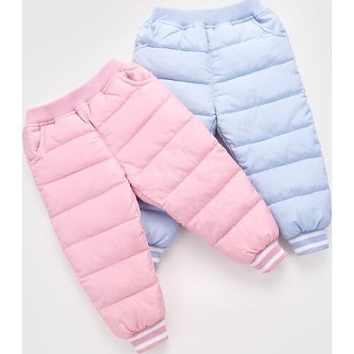 New Childrens Down Cotton Pants Small and Medium-sized Childrens Candy Color Open Crotch Light and Thin Down Cotton Pants