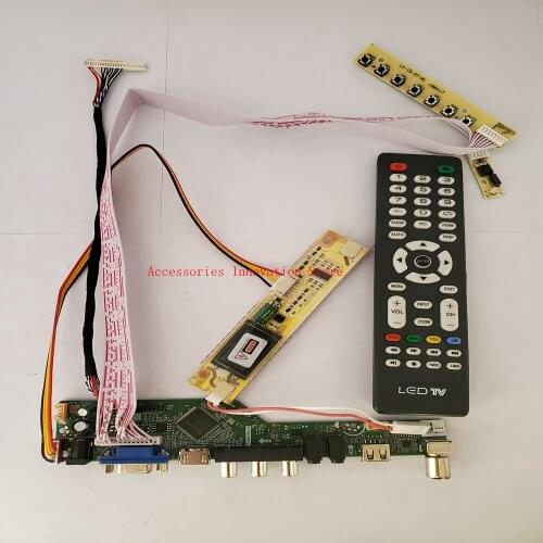 New Monitor Kit LTM185AT01 TV+HDMI+VGA+USB+Audio LCD LED Screen Controller Driver Board 1366X768 30Pins 2 CCFL Panel