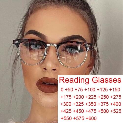 Classic Metal Frame Reading Glasses Women Retro Anti Blue Light Glasses Frame Men Clear Round Eyeglass Presbyopic Vision 0 to +6