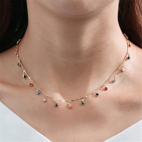 Autumn Fashion Candy Color Wild Color Single Layer Necklace Copper Necklace Necklace Womens Gift