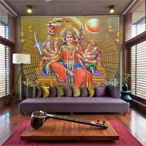 Papel de parede para quarto em 3d Southeast Asia Thailand and India yoga Hindu god statues mural wallpaper