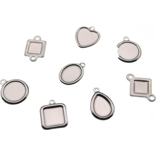 20pcs Stainless Steel Charm Pendant for Jewelry Making Blank Cabochon Settings Base fit Bracelet Necklace DIY Jewelry Findings