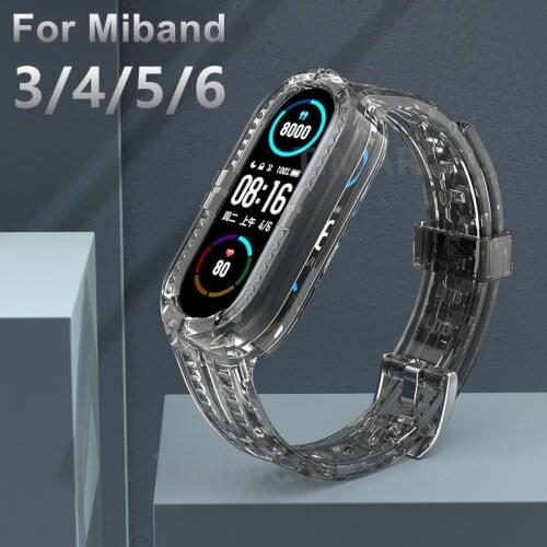 Transparent Silicone Strap for Mi Band 4 5 6 Replacement Bracelet Strap for Xiaomi Mi Band 6 5 4 3 Correa Smartwatch Watchband