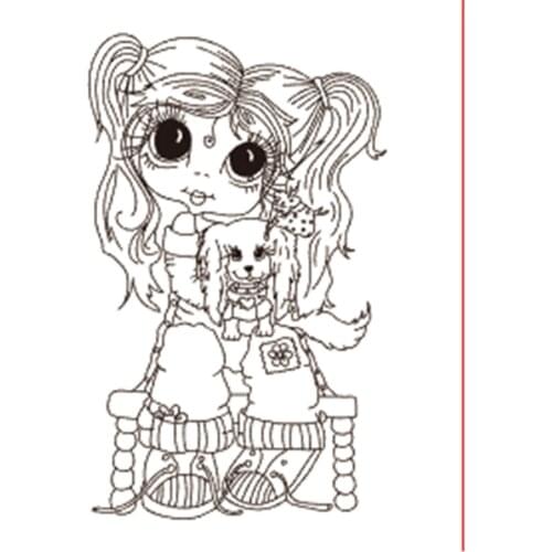 10x6 Little girl holding puppy Transparent Clear Silicone Stamp Seal for DIY scrapbooking photo album Decorative clear stamp