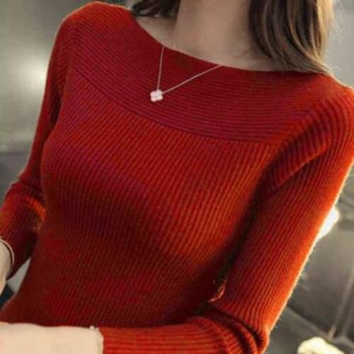 Pullover Knit Sweater Women Winter Clothes Women Jumper Slash Neck Knitted Winter Tops Knitwear Femme Sweaters