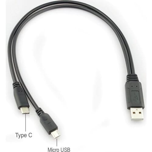 USB Type C Y Splitter Cable,2 in 1 Charging Cable, USB 2.0 A Male to USB C Type C Male and Micro USB Male Charging Charger Cable
