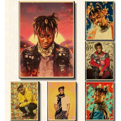 Rap Hip-hop Musician Juice Wrld Classic Vintage Personal Poster Bar Cafe Living Bedroom Art Painting Picture Sticker Wall Deco
