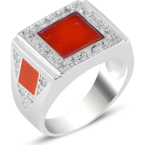 Silver 925 Sterling Enamel And Zircon Stone Ring