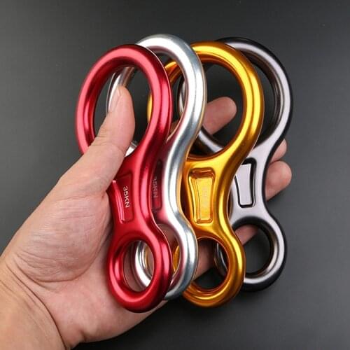 8shape carabiner climbing equipment survival rock descender rigging downhill 35KN eight ring Abseiling Aluminum Figure Belay
