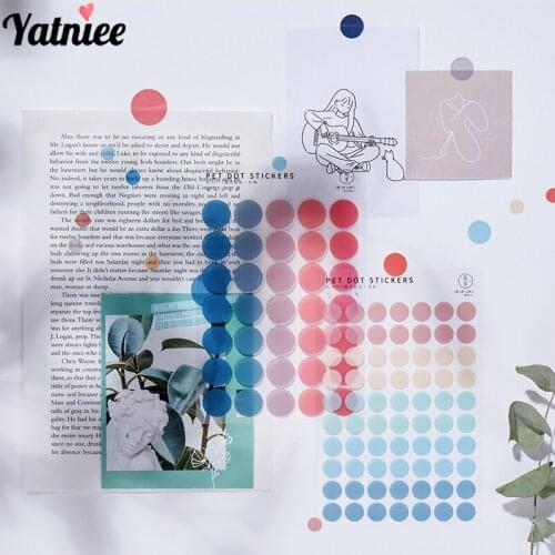 Yatniee 3 Packs Dot Design PET Sticker Screative Point label Stationary stickers hand book material 3 sheets