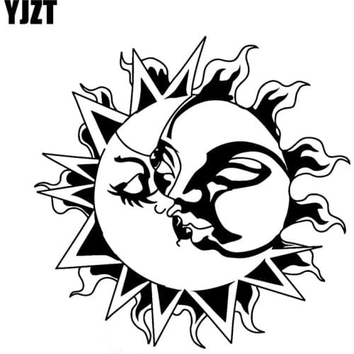 YJZT 17.8CM*17.6CM Car Stickers Vinyl Decal Sun Kissing Moon Love Romantic Decor Black/Silver C3-0211
