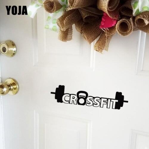 YOJA 25*6CM Sport Crossfit Barbell Dumbell Bodybuilding Room Door Decals Wall Stickers Mural Decor Accessorise D2-0020