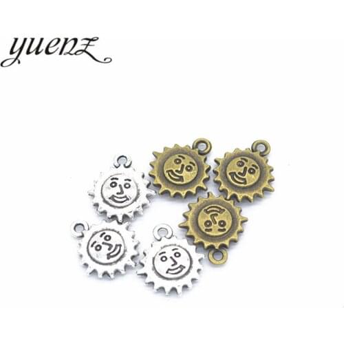 YuenZ 15pcs 2 Color Antique silver color sun Charms Pendants for Jewelry Making DIY Handmade Craft L210