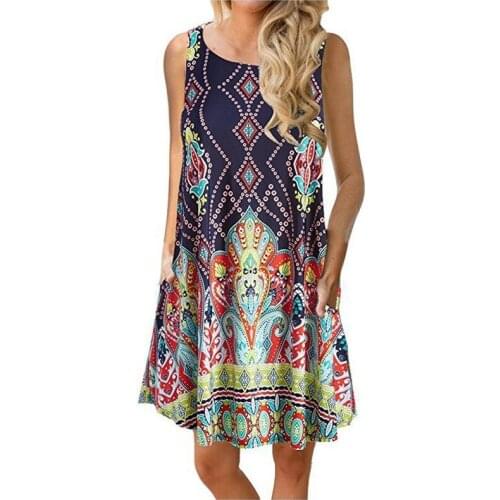 Womens Summer 2021 Beach T-Shirt Dress Casual Printed Tank Sexy Mini Dresses Fashion Beach Party Sundress Plue Size S-XXXL -001