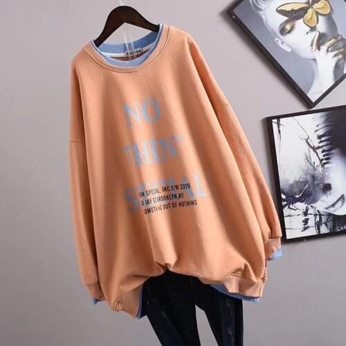 Plus Size Casual Autumn Clothes Tops Women Long Sleeve Hoodies for Teen Girls Lady Long Hole Hoody Sweater Letter Sweatshirt