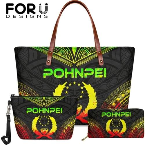 FORUDESIGNS 2021 Hot Sale Women Handbag And Purse Set Pohnpei Polynesian Tribe Pattern Ladies Large Capacity Shoulder Sac Mujer