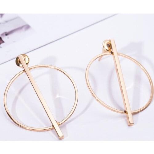 Gold Silver Plated Hollow Circle Stud Earrings Women Big Large Round Earring Fashion Jewelry Accessories Pendientes