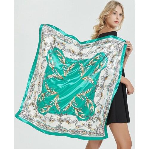 2020 90x90 Planch Flower Multipurpose women Silk twill scarf Satin square tie Hairband ladies foulard femme towel bufanda shawl