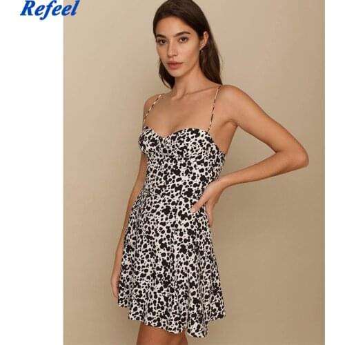 Vintage Floral Print Sexy Sling Dress Women Sleeveless V Neck A-line Mini Chiffon Summer Dress Short Vestido