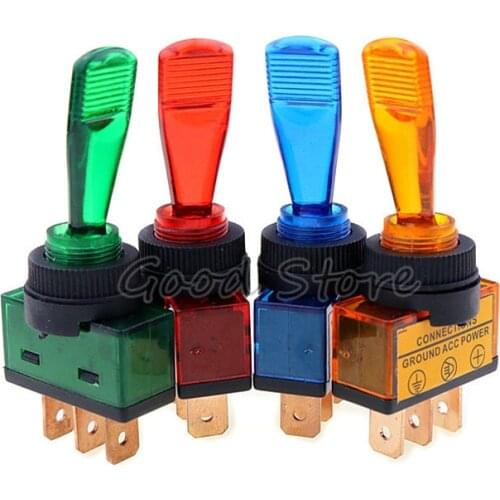 1PCS Automotive Toggle Switch 3 Pin ON-OFF with lamp DC12V 20A