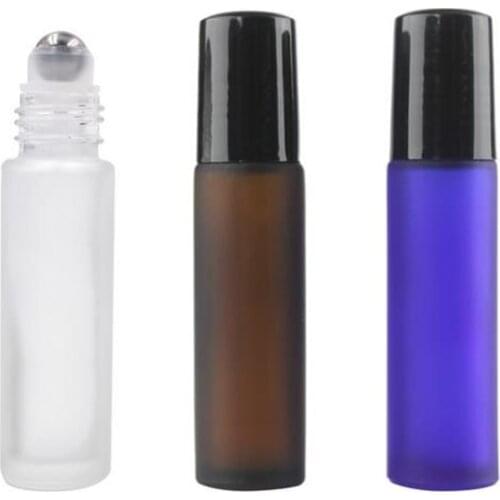 10ml Frosted Thick Glass Roll On Essential Oil Empty Perfume Sample Bottle 10cc Stainless Steel Roller Ball F20171382