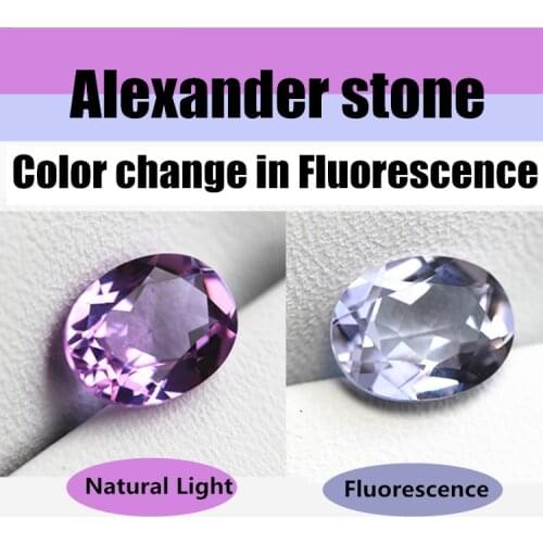115# Hot sale Oval shape Alexandrite stone purple change grey in fluorescent light faceted created gemstone beads jewelry DIY