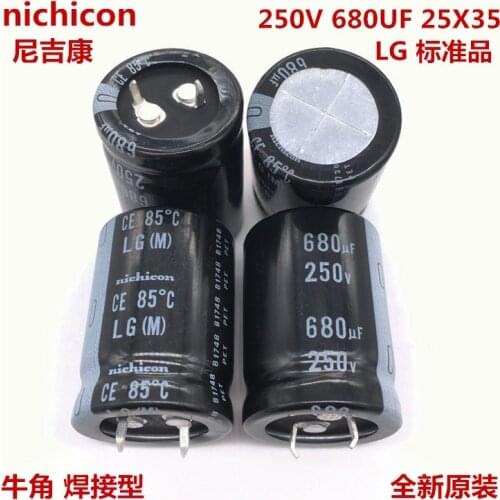 2PCS/10PCS 680uf 250v Nichicon LG 25x35mm 250V680uF Snap-in PSU Capacitor
