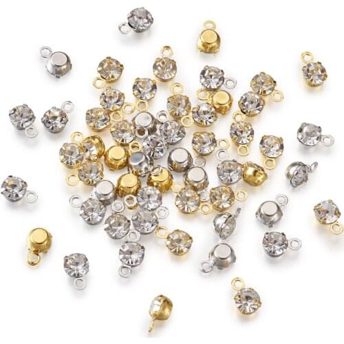 200pcs/box Rhinestone Charms Crystal Diamond Dangle Pendants for Earrings Necklace Bracelet DIY Jewelry Making Accessories